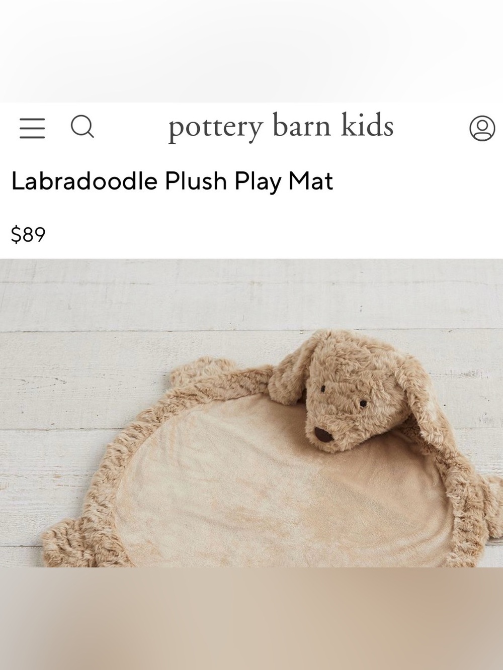 Pottery barn Kids Labradoodle Plush Play Mat